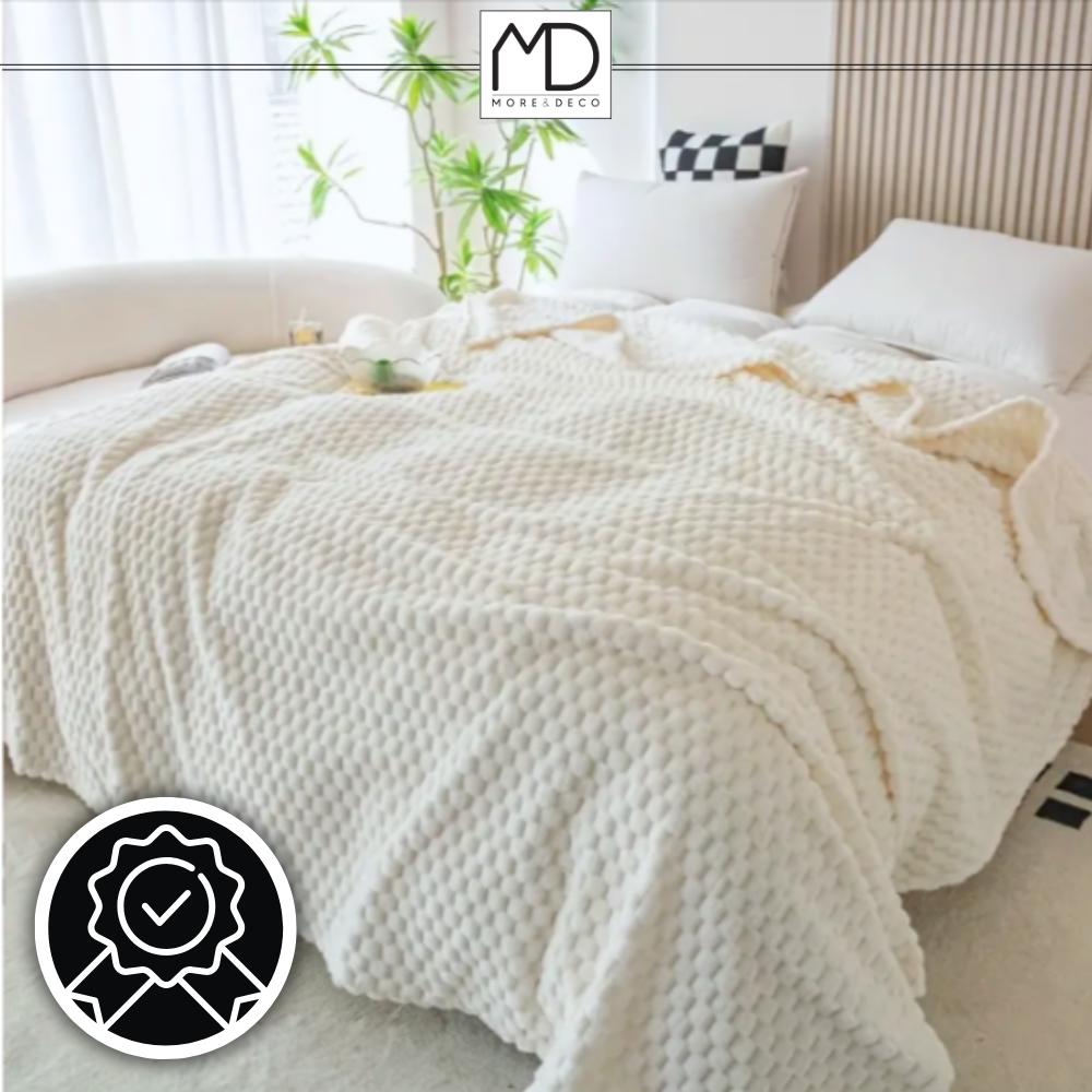 White bedspread, square embossed blanket, 200x220 cm, birthday