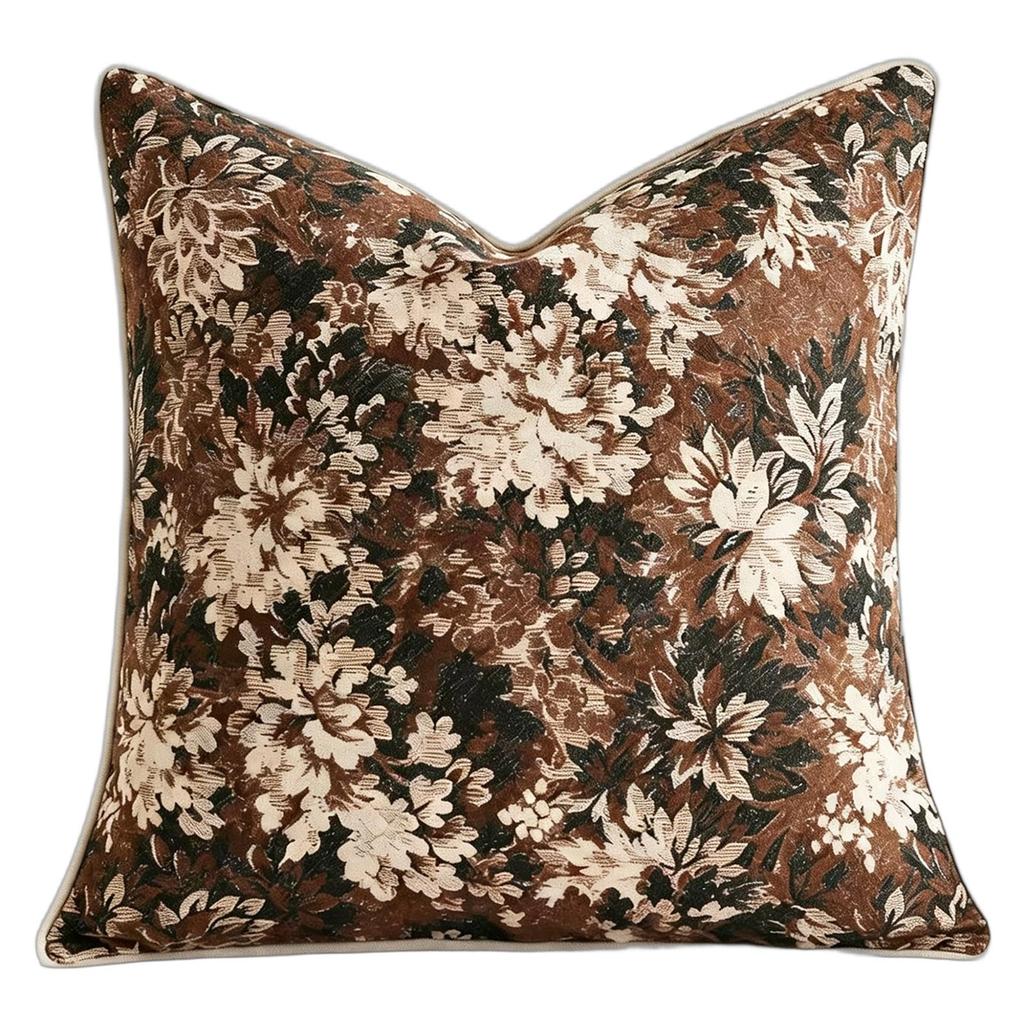 Retro Floral Decorative Square Throw Cover for Sofa Couch (No Insert)