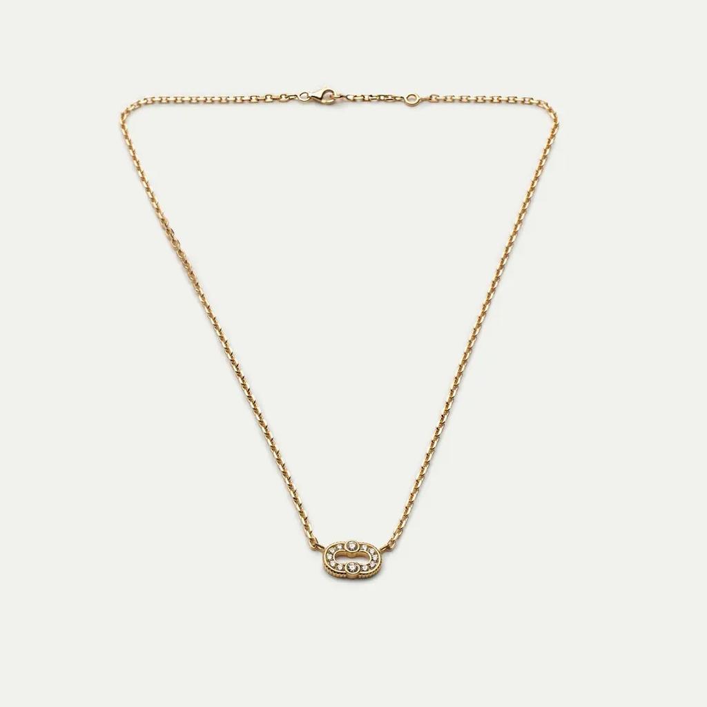 Premium Metal Brass Plated 18K Real Gold Inlaid With Zircon Pig Nose Clavicle Chain Simple Necklace