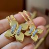 Fashion Parallel Bars Full Diamond Lace-up Smooth Gold and Silver Two-color Contrasting Color Rhombus Four-leaf Flower Geometric Shape Flower