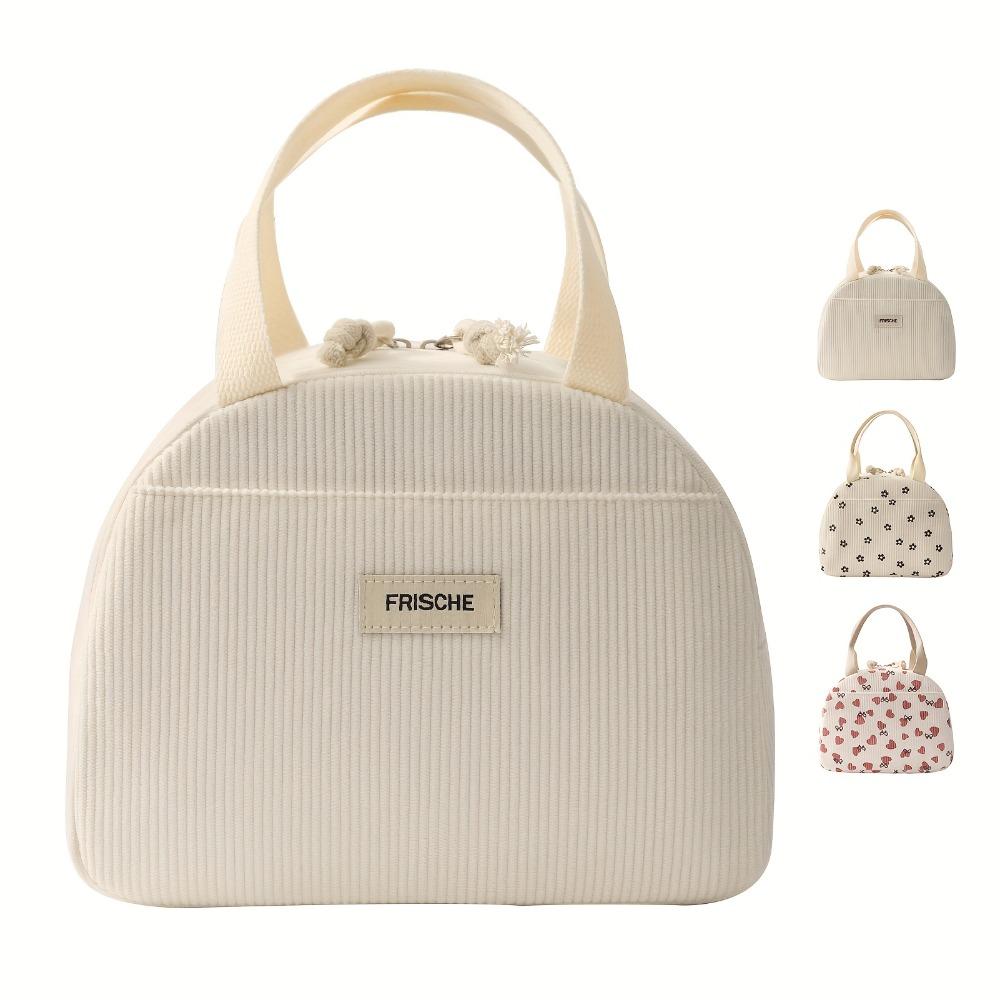 Isolierte Lunchtasche Große Kapazität Handtasche Cord-Isolierte Lunchtasche Wiederverwendbare Brotdose für Arbeit Picknick Reisen Wandern Schule