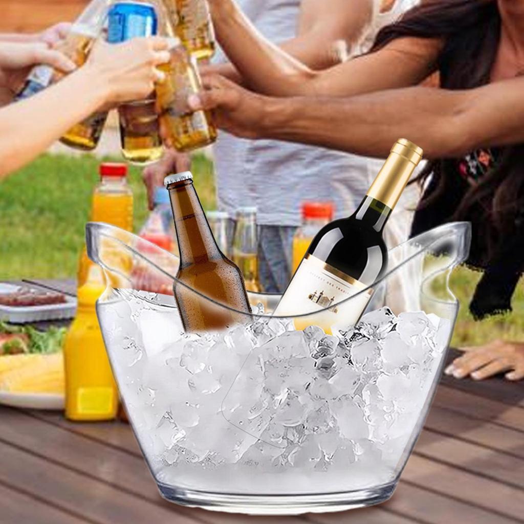 Clear Ice Bucket Multifunctional Drink Tub 2 Scoops Handle Cooling Large Ice Bucket For Wine Champagne Wine Beer Bar Supplies