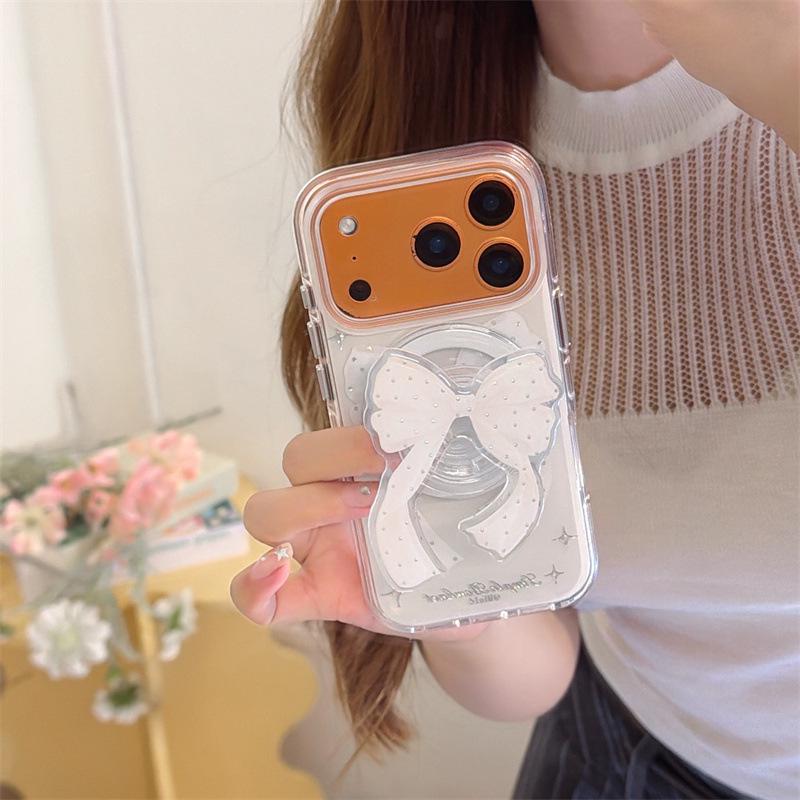 Luxury Rhinestone Bow Magnetic Phone Case for iPhone 17/16 Pro Max/15/14