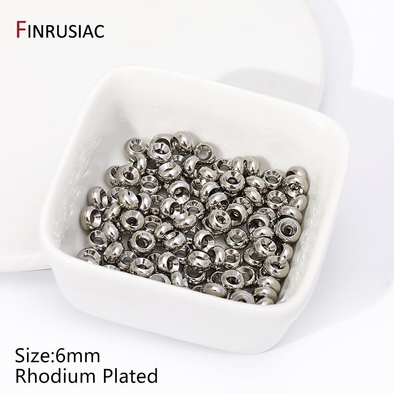 14/18K Gold Plated Smooth Round Spacer Beads,Brass Flat Loose Beads Separators For DIY Bracelet Beading Jewelry Accessories