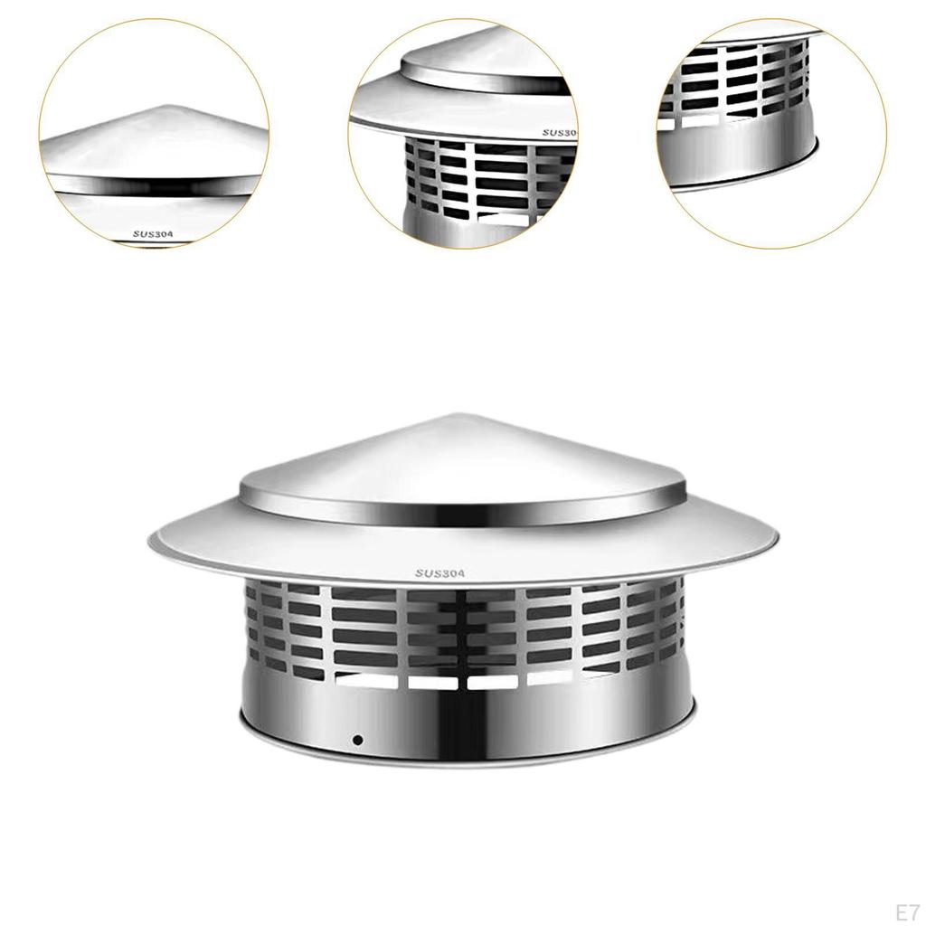 Round Chimney Cap Flue Cover Rainproof Cone Top Exhaust Vent Lid Roof Rain Guard