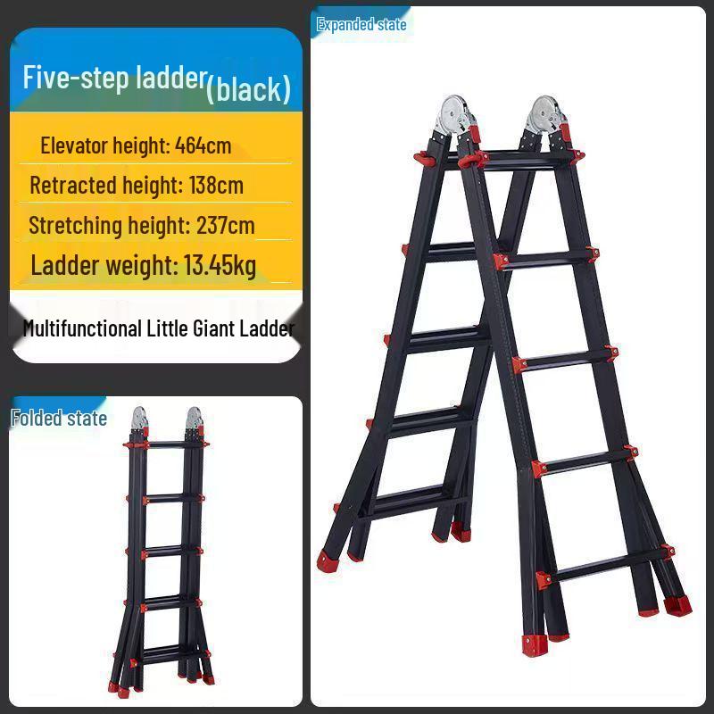 Multifunctional Telescopic A-frame Ladder with Carbon Steel and Thickened Iron