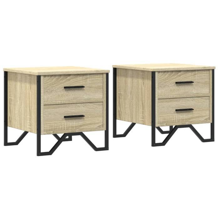 VidaXL Tables de chevet 2 pcs chêne sonoma 40x41x40 cm bois ingénierie, table d'appoint, armoire de lit, table d'appoint 848507