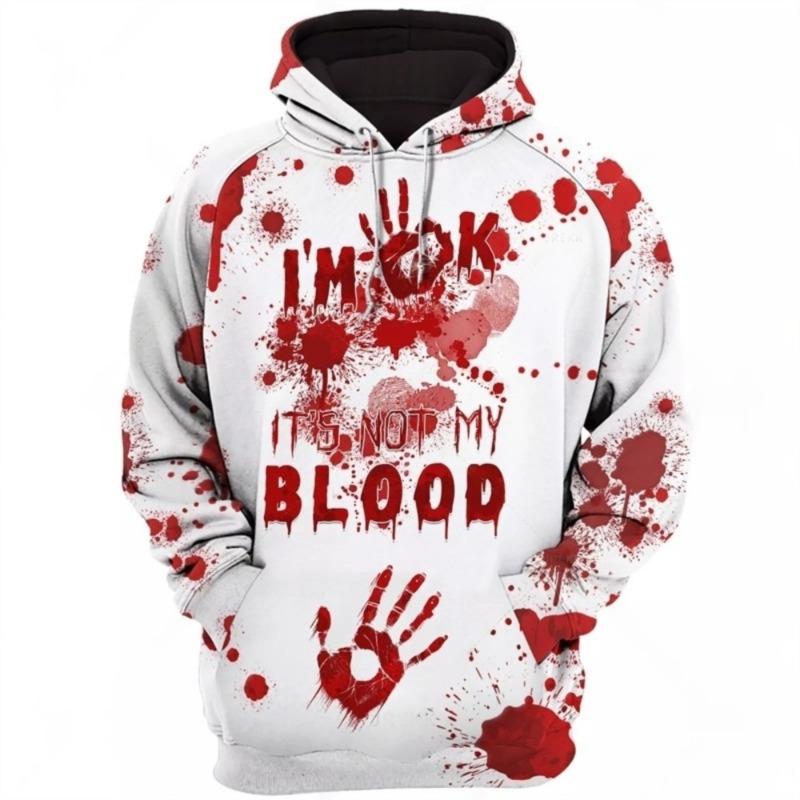Spring And Autumn Fashion Men's Hoodie Bloody Horror 3D Print Hoodies Street Casual Boy Sweatshirt Men's Oversized Top Clothing
