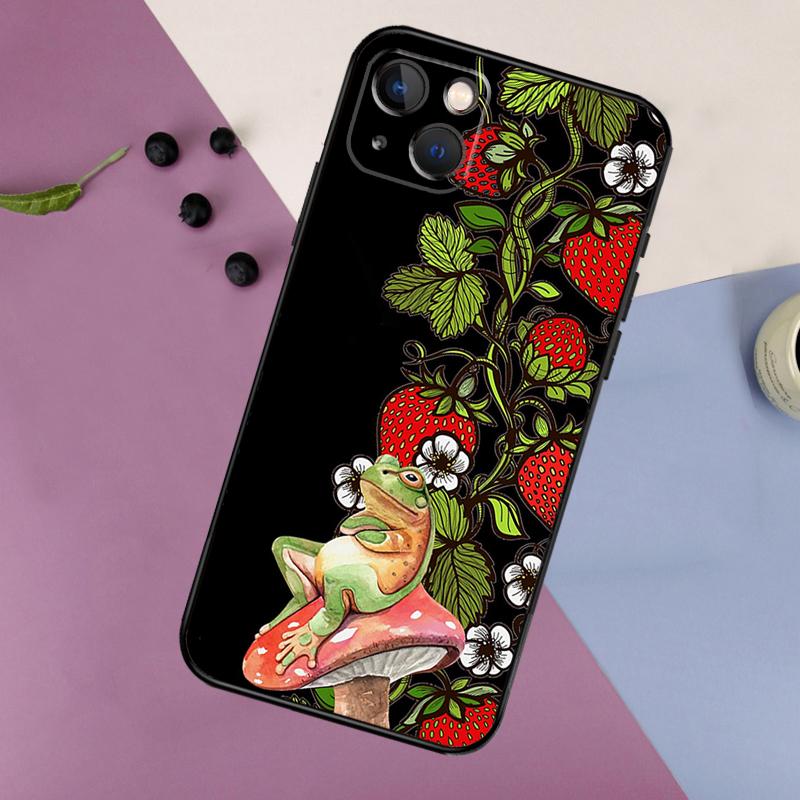 Cottagecore Frog Mushroom Aesthetic Phone Case For iPhone 11 12 13 14 16 15 Pro Max Mini 7 8 Plus X XR XS Max Bumper Cases Cover