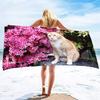 Dog With Flowers Pattern Microfiber Sand Free Beach Towel Oversized Quick Dry Absorbent Pool Towels For Pool Swimming Bathroom