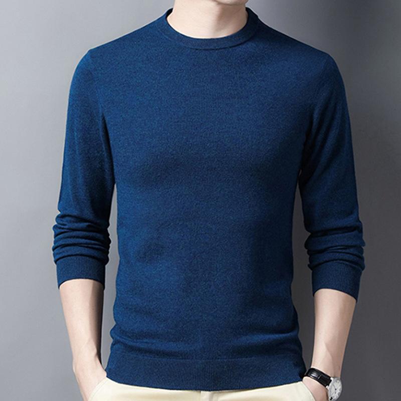 Spring and Autumn Men's Pure Wool Sweaters, Round Neck Bottoming Shirts, Business Casual Sweaters for Men