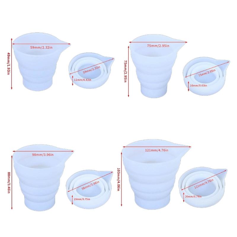 Silicone Resin Measure Cup Mold Collapsible Measuring Cups for Epoxy Casting Mold Folding Mixing Cup Mould Jewelry Craft