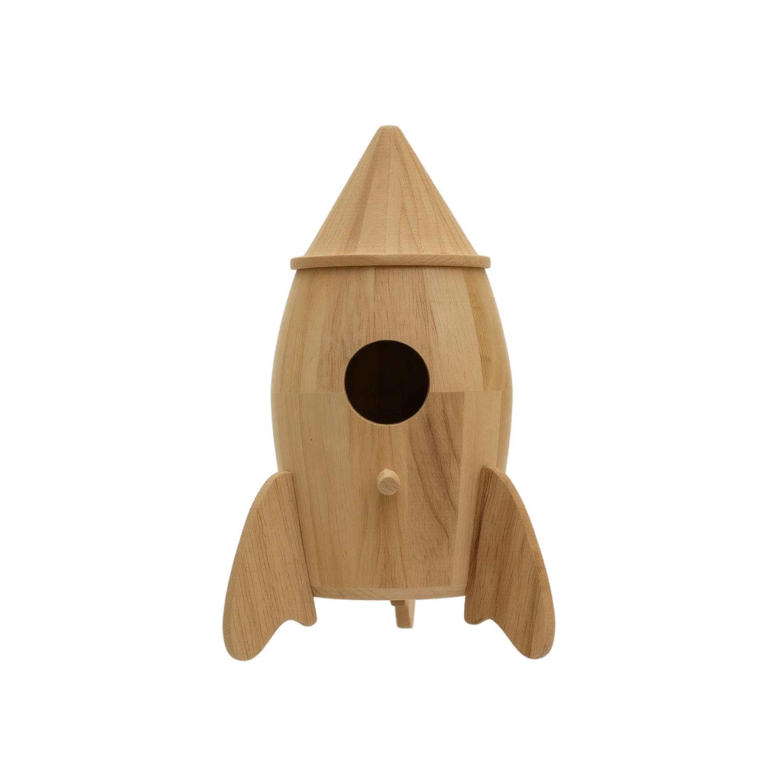 

Wooden Outdoor Birdhouse Wall Mounted Rocket Shaped Nesting Box Durable Natural Material Suitable for Garden Backyard Patio Bird Shelter One Size