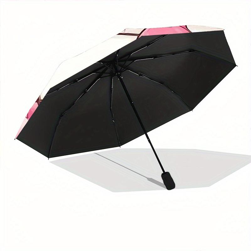 Three Pink Hello Kitty Design Automatic Opening and Closing Umbrella - Small Umbrella Suitable for Various Occasions, Portable 3-Fold Small Umbrella F