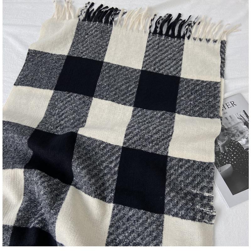 Ullrutete skjerf for kvinners vintervarme, allsidig sjal, bursdagsgave, julegave, ren ullskjerf