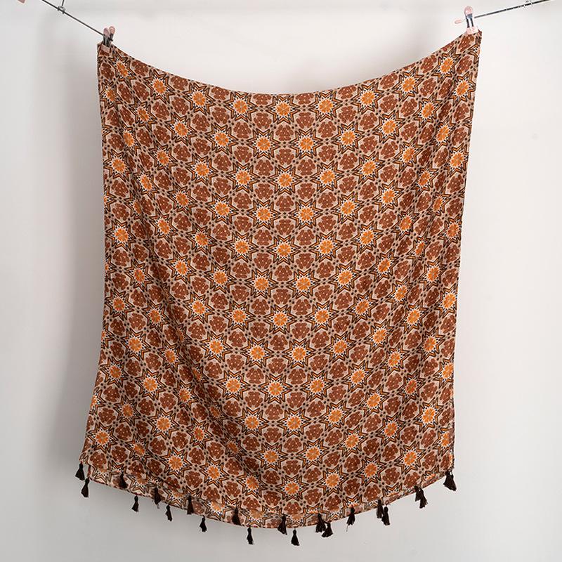 Gold Shiny Dot India Floral Tassel Viscose Shawl Scarf Lady High Quality Wrap Pashmina Stole Bufandas Muslim Hijab 180*90Cm