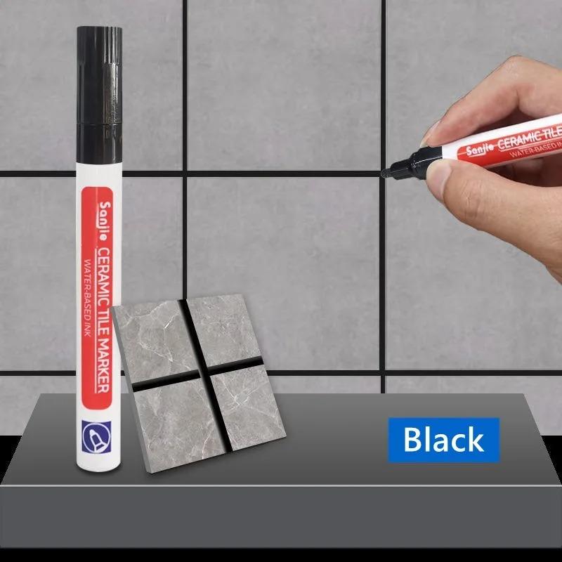 

Ручка для затирки швов, белый маркер для плитки: Водостойкая краска для затирки, краситель для затирки плитки и герметик-карандаш - бежевый. Изменение цвета и ремонт зазоров между плитками. black-1pcs