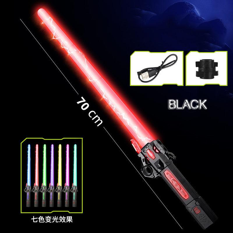 Non-Toxic Children Colorful Glowing Sword Toys Telescopic Music Laser Sword 2-In-1 Rotating Decompression Toy Light Sword Kids Adult Toys