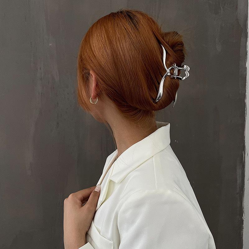 Silver Metal Geometric Shark Hair Clip for Thick Hair