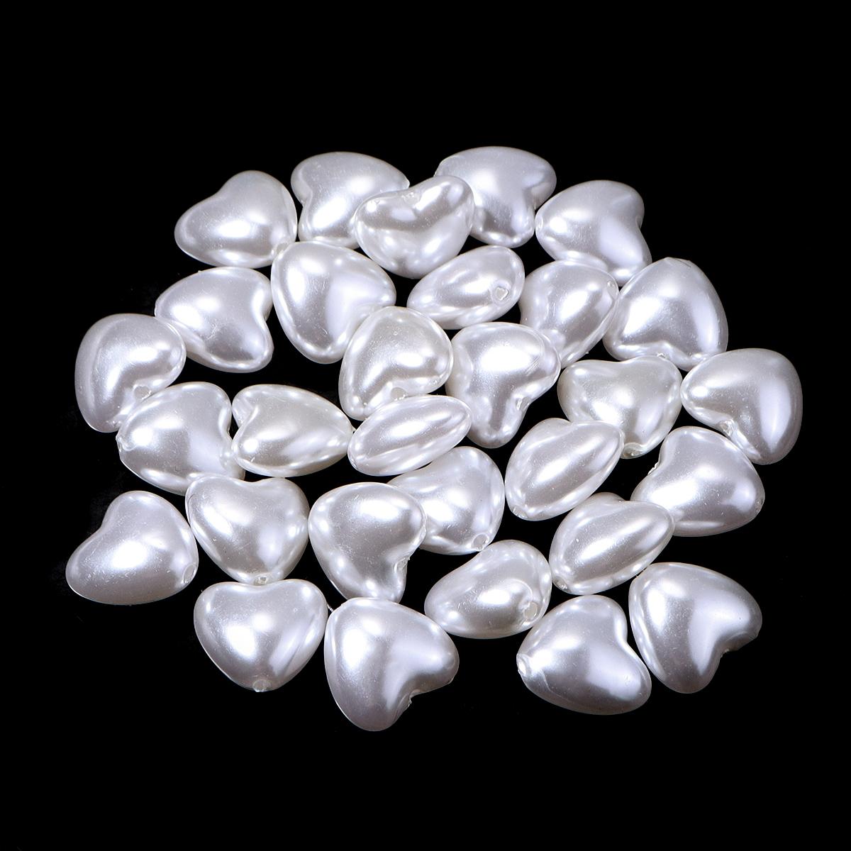 

30-50pcs/lot Love Heart ABS Imitation Pearl Beads White Loose Spacer Beads For Jewelry Making DIY Bracelet Necklace Accessories