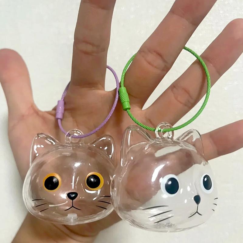 1Pc Memorial Bottle Transparent Cat Head Shape DIY Plastic Cute Pet Hair Keepsake Box Cat Fur Storage Container Pet Lovers Gift