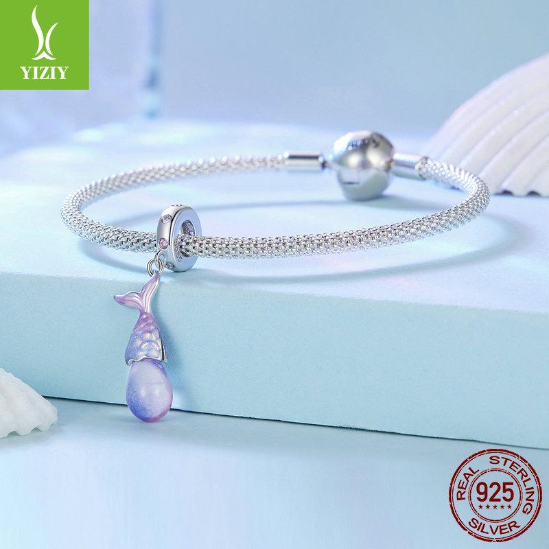 Purple Dream Mermaid Tears Diy Bracelet Necklace Pendant, Niche S925 Sterling Silver Beaded Accessories