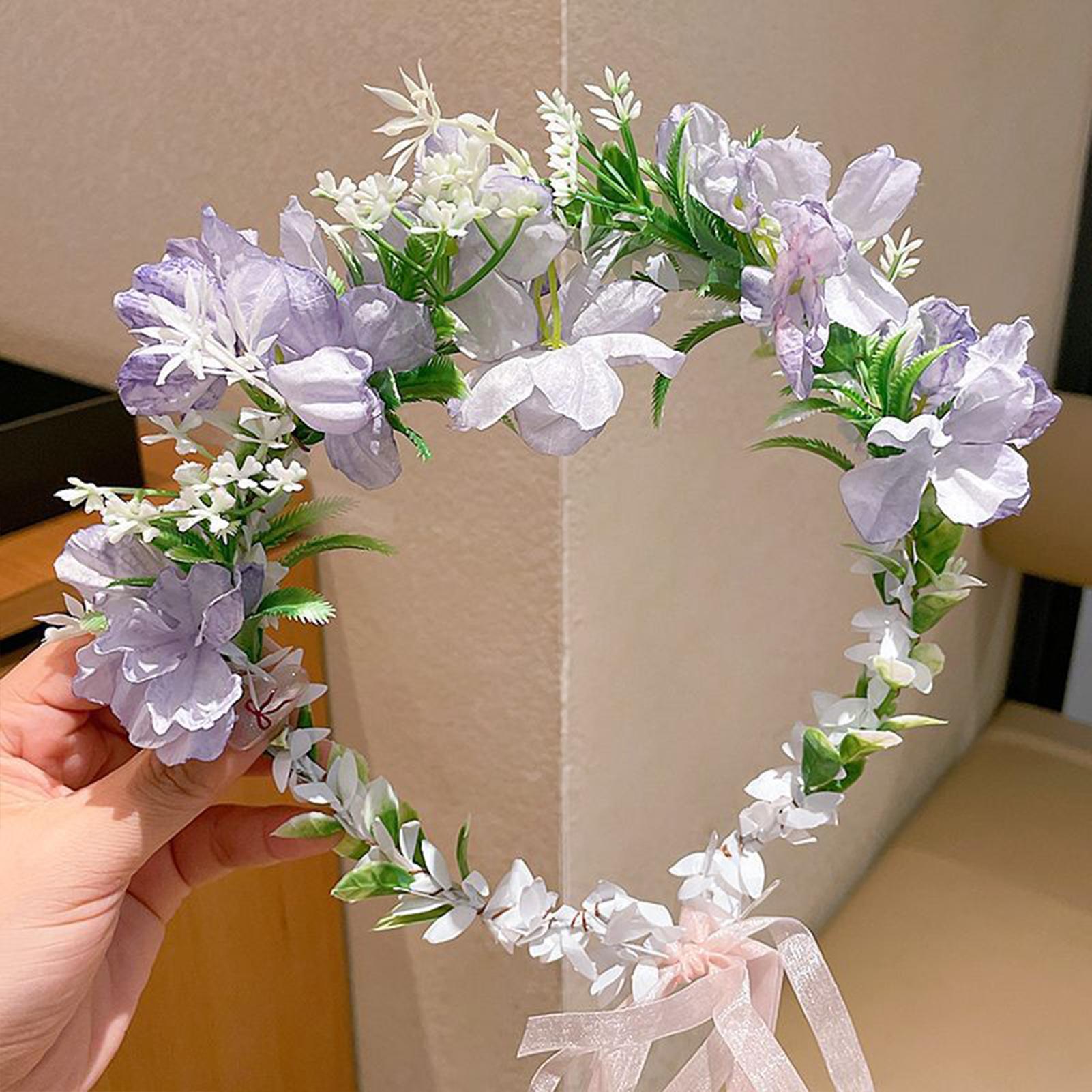 Artificial Flower Hair Hoops Princess Girl Bridal Wedding Wreath Floral Headdress Headband Children Headwear Kids Hair Accessory