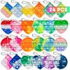 24 STK Pop Fidget Leker Festpremier 3 Form Pop Nøkkelring Leker Fidgets Pakker Avslappende Stresslindring Sensoriske Leker Gave til Jente Gutt