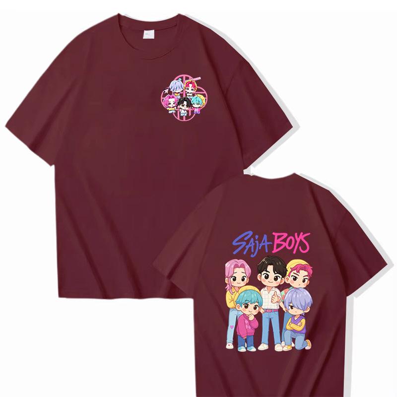 Kpop Demon Hunters Animation T-Shirt Summer Huntrix Saja Boys Street Style T-Shirts Casual Tshirt for Men Short Sleeve Clothing