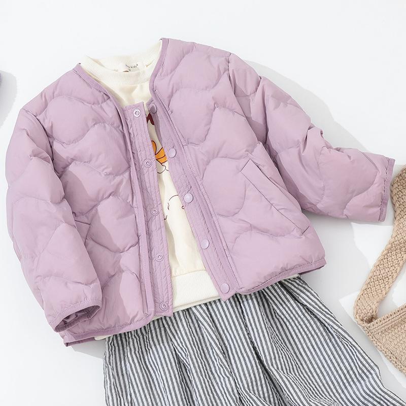 Weiße Daunenjacke für Jungen und Mädchen, mittlere und ältere Kinder, Daunen-Innenjacke, Langarm, locker, verdickt, Schuluniform-Artefakt