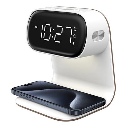 Reloj Multifuncional ABWR con Luz Nocturna, Carga Inalámbrica, Tres Niveles de Brillo, Ideal Para Regalos Navideños de Pareja