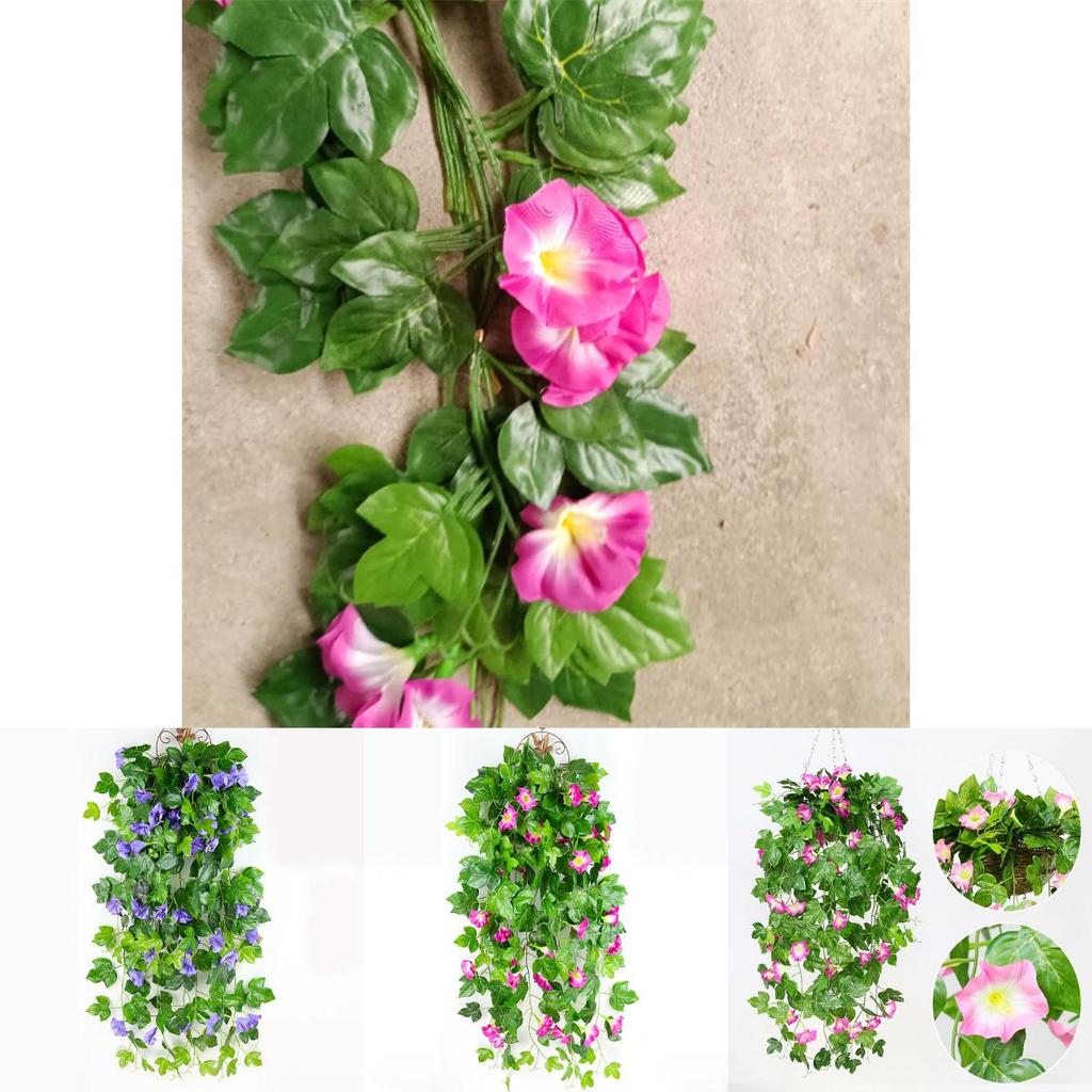 Stunning Faux Silk Morning Glory Hanging Basket For Artistic Home Wall Display Ideas