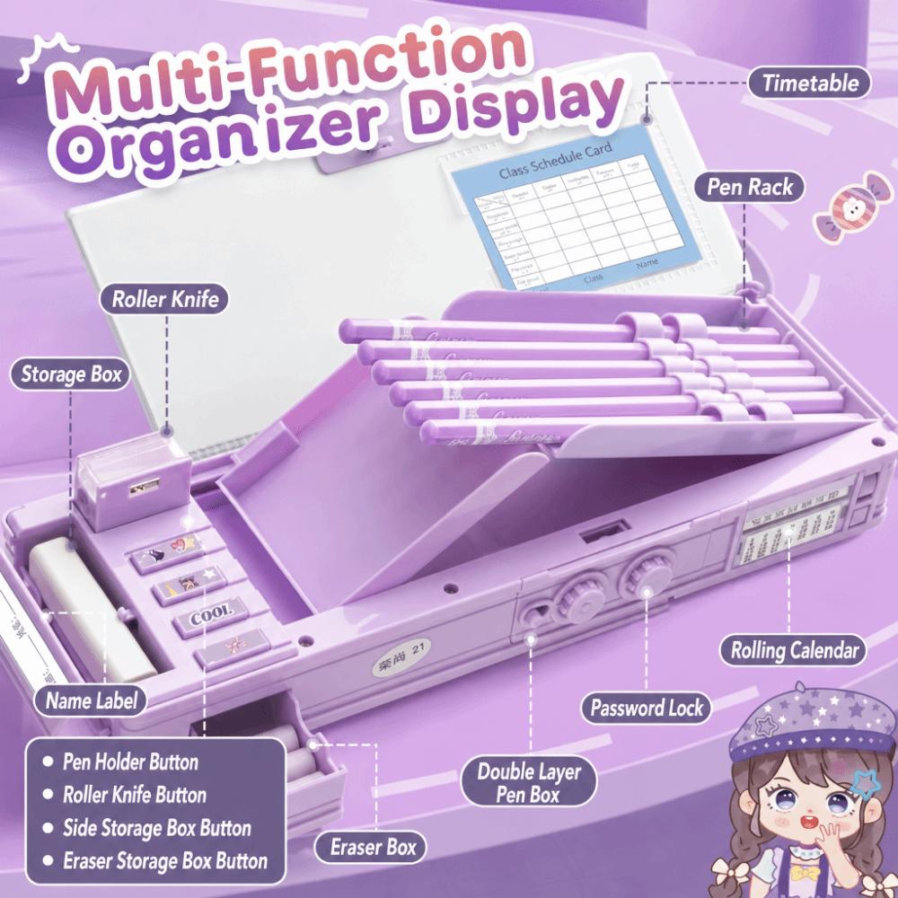 Large Capacity Pencil Case Password Lock Stationery Organizer Durable Pen Box  Kids