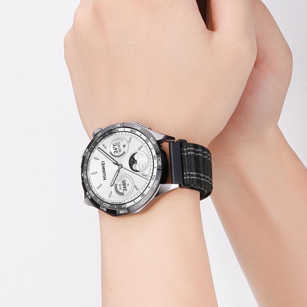 For Huawei Watch GT 6 46mm Nylon Watch Band 22mm Wave Pattern Magic Tape Closure Wrist Strap