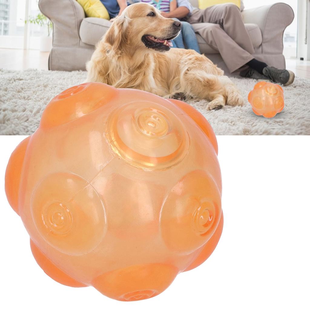Pet Chewing Toy Squeaker Ball TPR Bouncy Floating Teeth Cleaning for Medium and Small DogsOrange