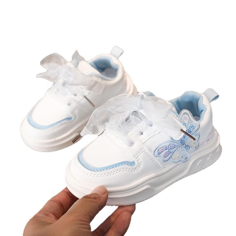Spring Girls Leather White Sneakers Soft Sole Versatile Casual Shoes For Kids