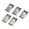 High Quality 5pcs Usb 3.1 Type C Male Diy Solder Plug Connector Socket Attached Pc Board for Electronic Equipment Repair & Ma