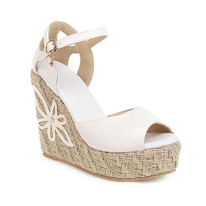 

Модные босоножки на танкетке, женская летняя обувь, модные трикотажные гладиаторские шлепанцы на платформе, повседневные белые и розовые туфли для вечеринок, женские, большой размер 45 39 белый