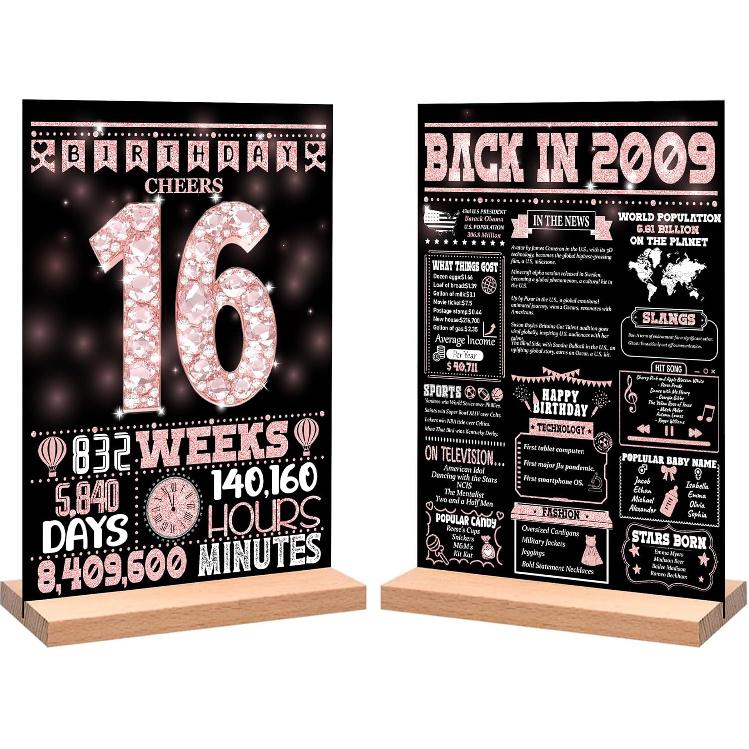 30th Birthday Party Decorations for Girl Boy, Sweet Back in 1995 Birthday Decor Poster Acrylic Table Sign, 30th Birthday Party Supplies, Double-Sided Pink 16th