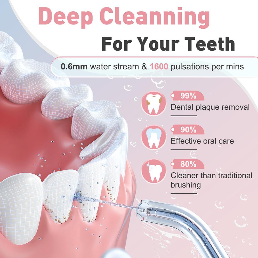 Electric Dental Oral Irrigator, Portable Water Flosser for Teeth Braces, Teeth Whitening Cleaning Tool For Home and Travel Use