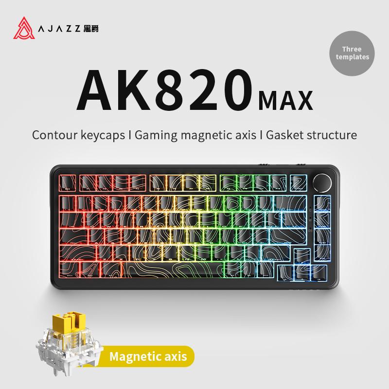 

AJAZZ AK820 MAX Gaming Keyboard Full-key hot-swappable backlit RGB wired keyboard for gaming office Magnetic Switch чорний