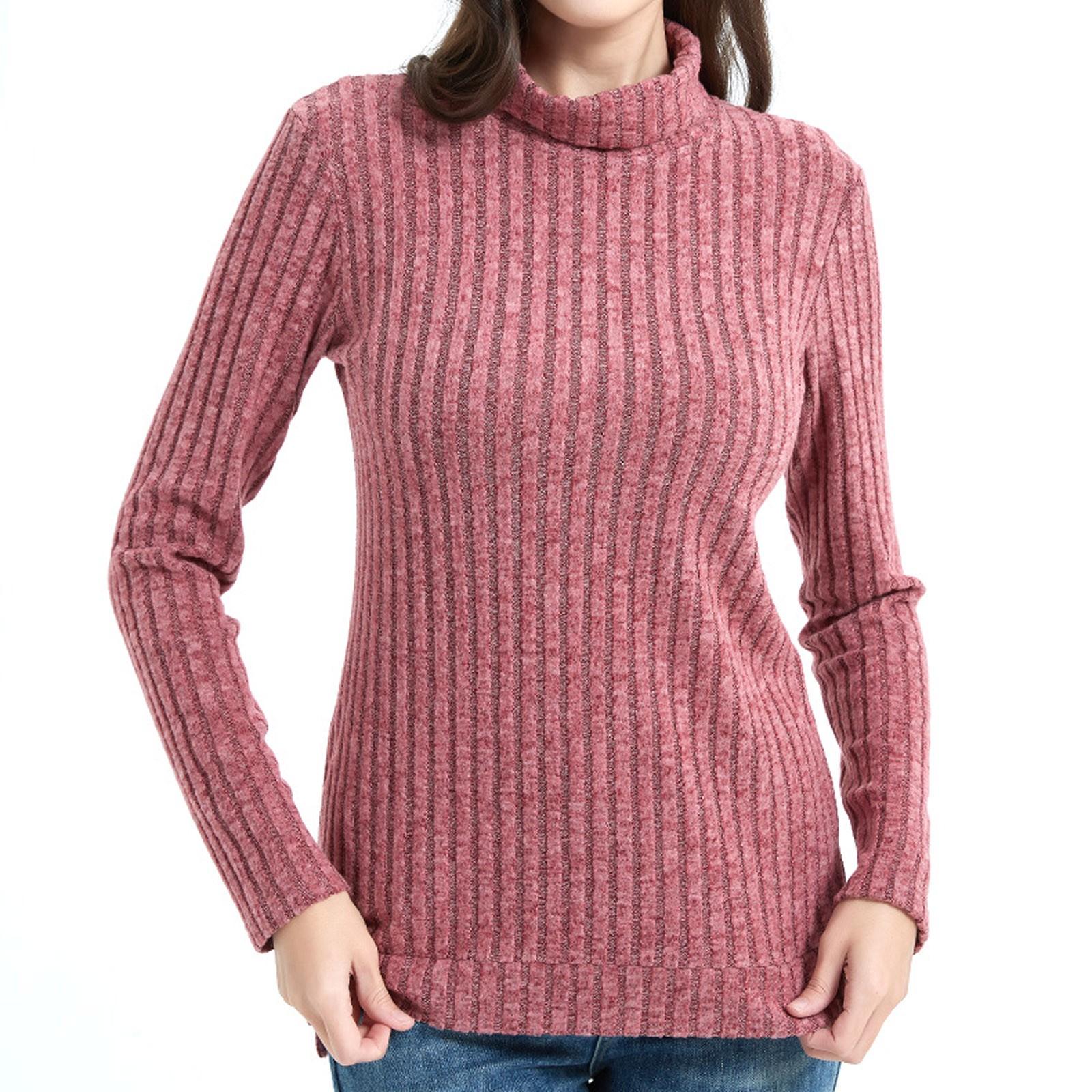 

Женский модный свободный повседневный однотонный трикотажный топ с высоким воротом и боковыми разрезами XL винный