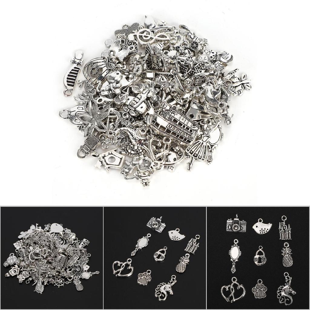 DIY Craft Pendant Accessories Deep Silver Cupronickel for Bracelet Making (100pcs styles)