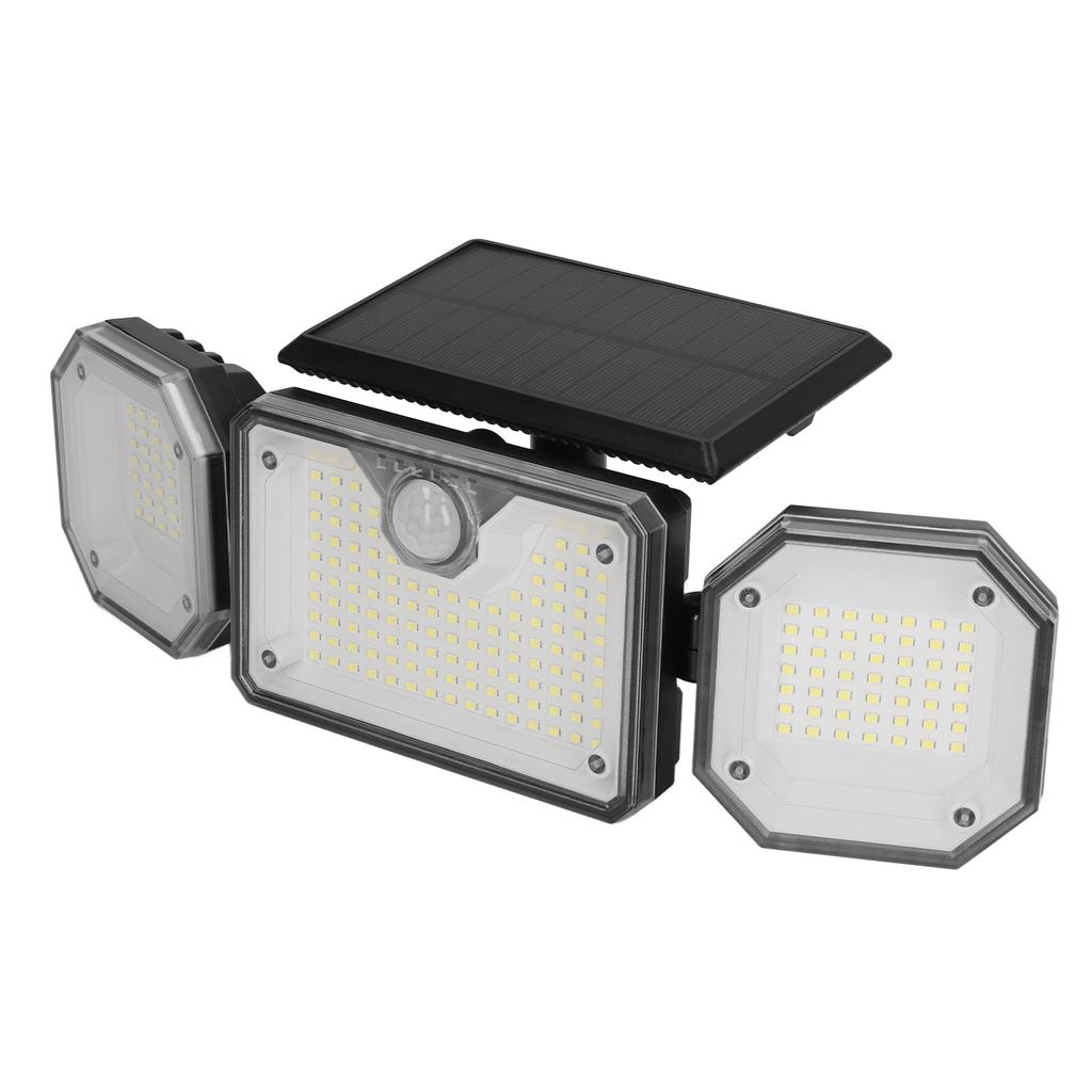 Zewnętrzne światło słoneczne z czujnikiem ruchu, 3 głowice, bezpieczeństwo, wodoodporność IP65, z pilotem, na ścieżkę