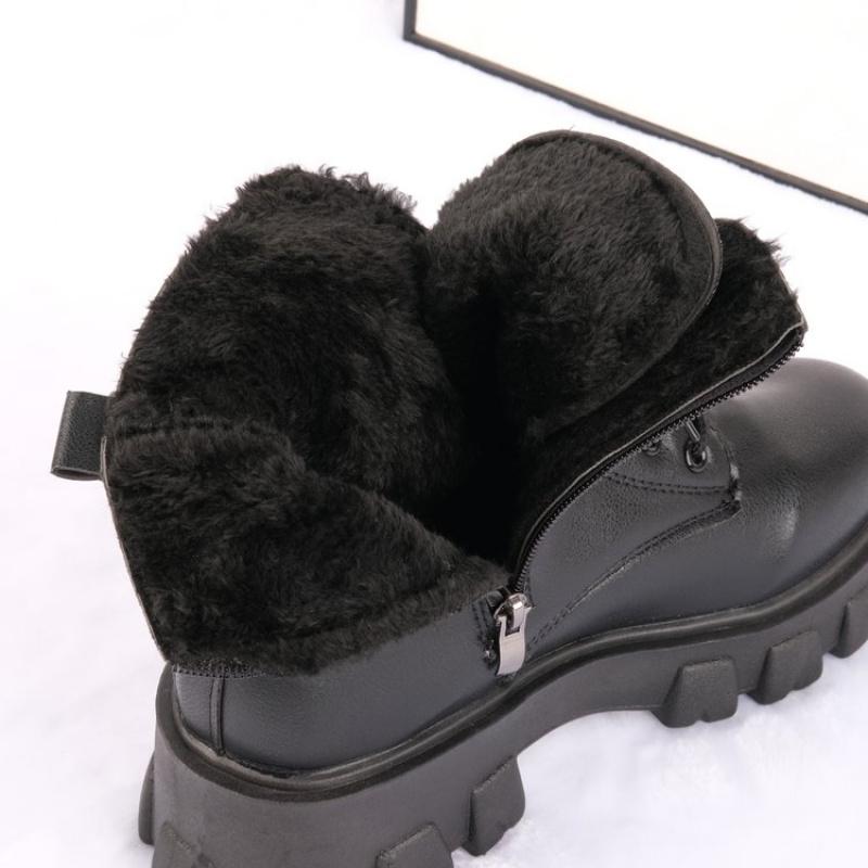 Booties 2025 New Korean Style Fleece-Lined Autumn Winter High-Top Cotton Shoes Women's Boots High Heel Mid-Calf Bootsins