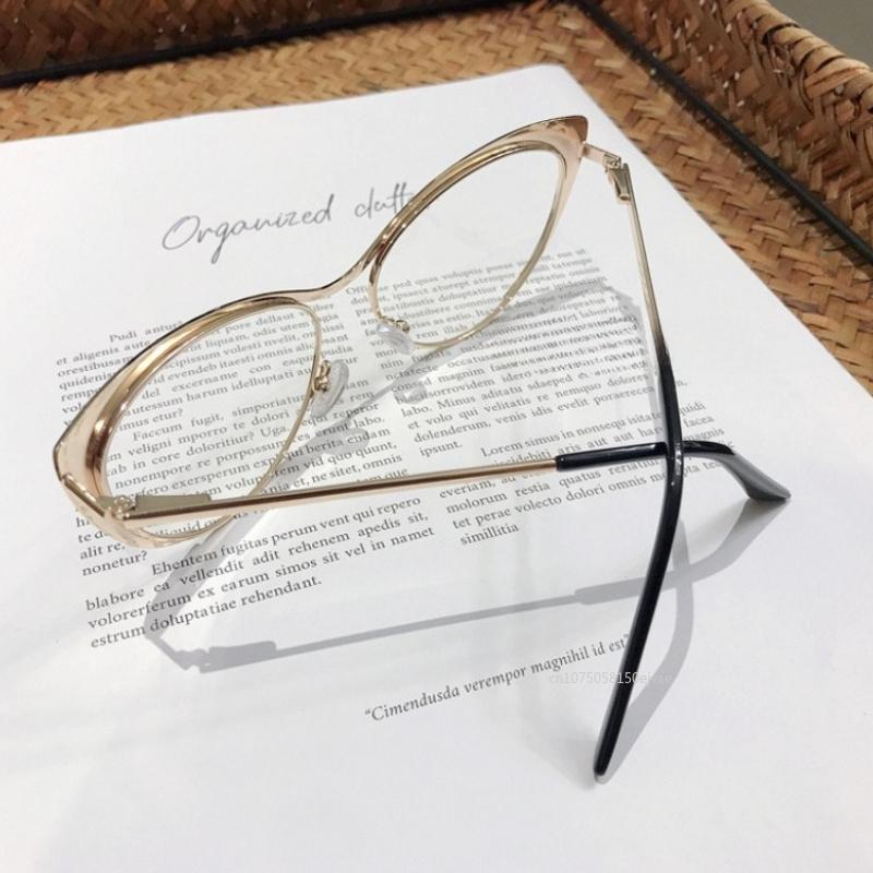 Vintage Metal Cat-Eye Myopia Glasses Ultra Light Hd Blue Light Blocking Eyeglasses Prescription Myopia Eyewear  0 To -4.0