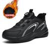 Autumn New Waterproof Leather Sneakers Men's Rotating Button-free Shoelaces Non-slip Large-size Youth Running Shoes
