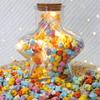 DIY DIY Stars Wishing Bottle Glass Bottle with Shiny String Lights Origami Stars Paper Strips Rainbow Color Paper Star