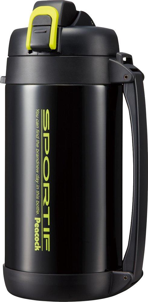 Peacock Stainless Steel Water Straight Bottle, Drink, 2.1L, Black, AJB-201B