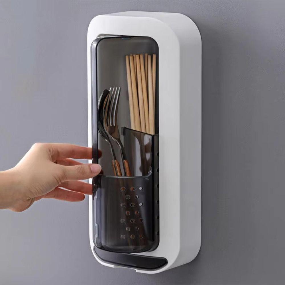 Dustproof Rotatable Toothbrush Holder Wall Mounted Chopsticks Cage  Household